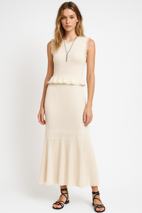 Gebreide Maxi Jurk Mouwloos en Elegant – Liv