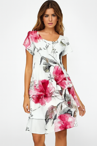 Bloemenprint Maxi Jurk met Gelaagde Pasvorm – Gisella