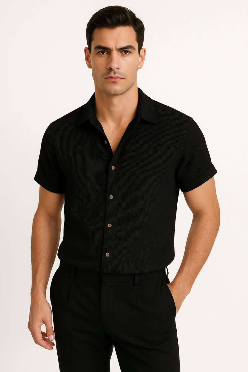 Casual corduroy herenoverhemd met korte mouwen – Joris