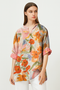 Dames blouse met bloemenprint en comfortabele pasvorm – Eléna