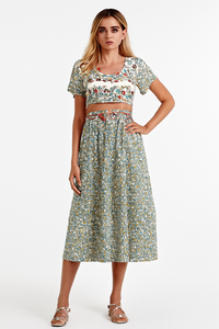 Bohemian casual damesjurk met patchwork print – Yara