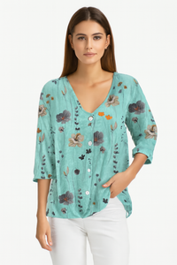 Bloemige luchtige damesblouse met losse pasvorm – Laura