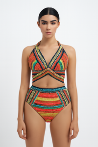 Boho bikini dames gekruiste bandjes sneldrogend – Zoë