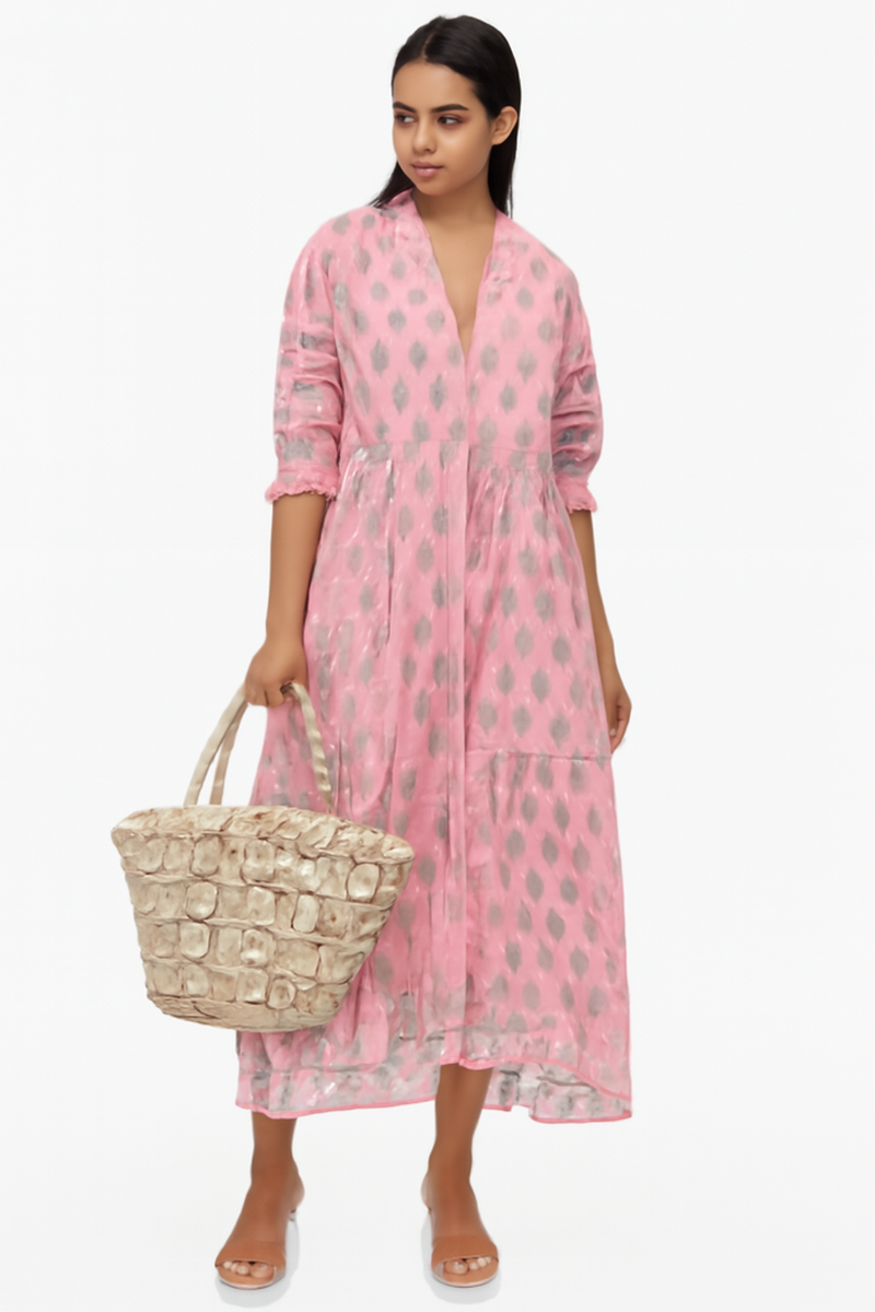 Casual damesjurk met V-hals en print – Hiley