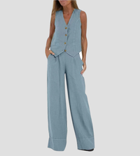 Tweedelige Set met Tailored Vest en Wijdere Broek – Nova