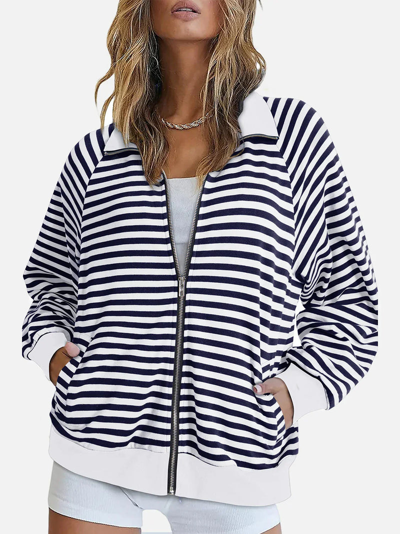 Dames sweater met rits en zachte stof – Eveline