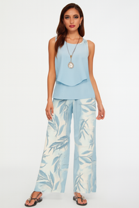 Zomer Set Dames Lichtgewicht Elegant Bladprint – Elvarra