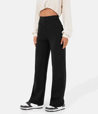 Hoge taille stretchbroek met zakken voor dames – Olvyn
