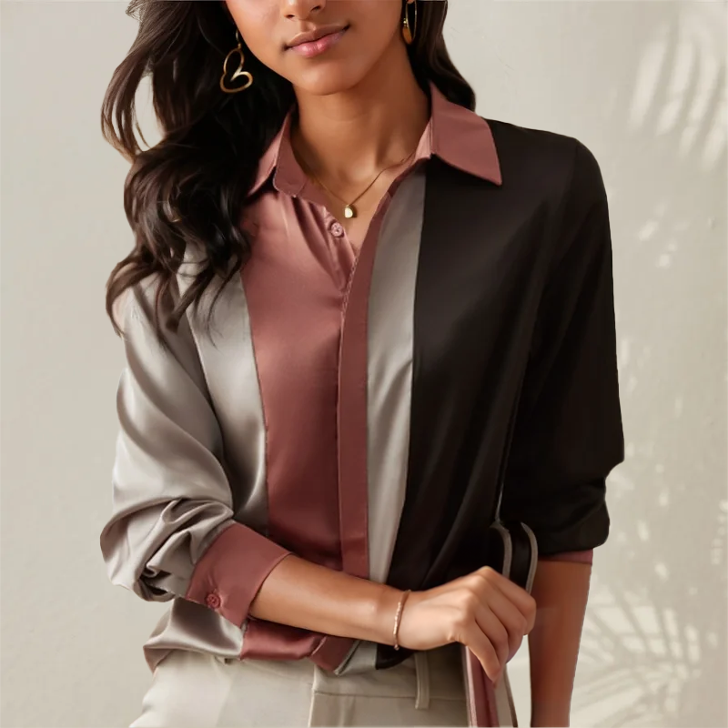 Satijnen Blouse met Lange Mouwen voor Dames – Emma