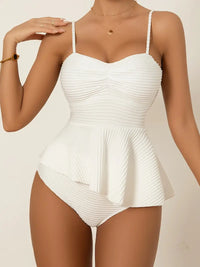 Tankini dames peplum wit hoog uitgesneden elegant – Elenora