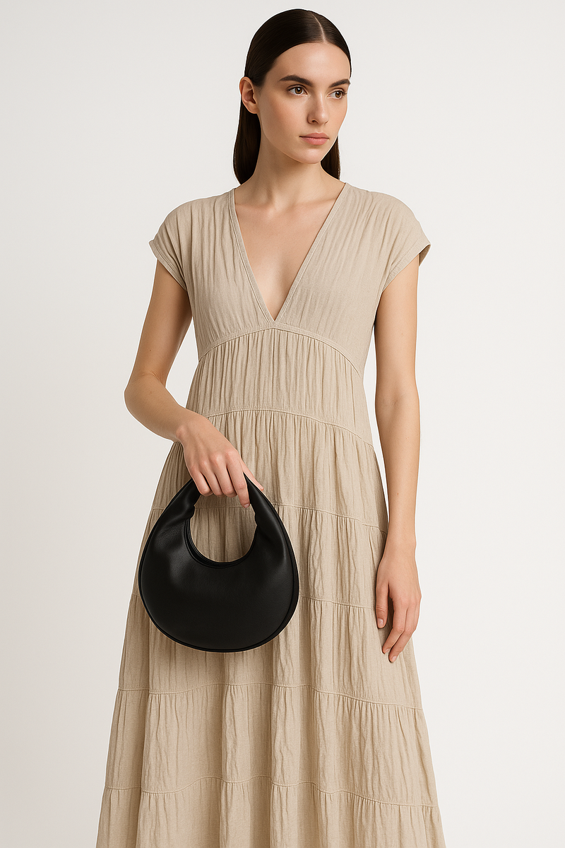Casual Maxi Jurk met V-hals voor Dames – Elara