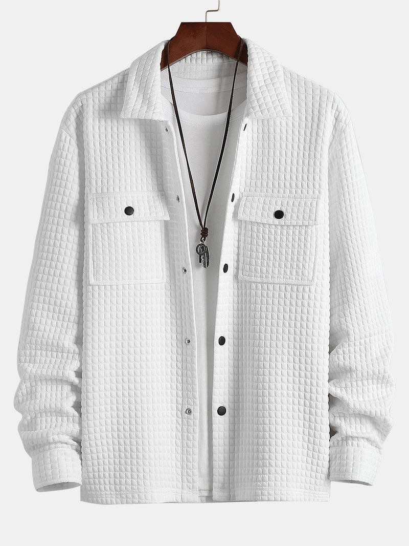 Heren gequilt jacquard overshirt met flapzakken – Victor