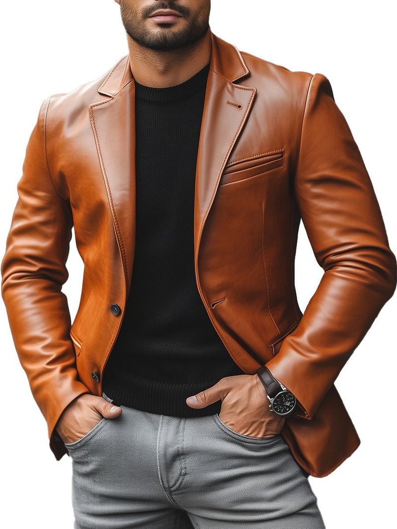 Stijlvolle leren herenjas met minimalistisch design – Lucas
