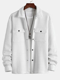 Heren gequilt jacquard overshirt met flapzakken – Victor