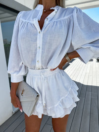 Herfst dames set met lange mouwen en shorts – Maelie
