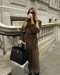 Dames retro suède trenchcoat met elegante pasvorm – Isabelle
