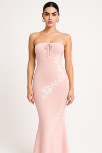 Geborduurde strapless maxi-jurk met pasvorm – Loreen