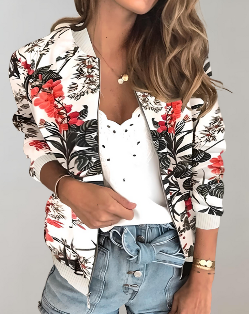 Bomberjack met bloemen voor dames – Fleur