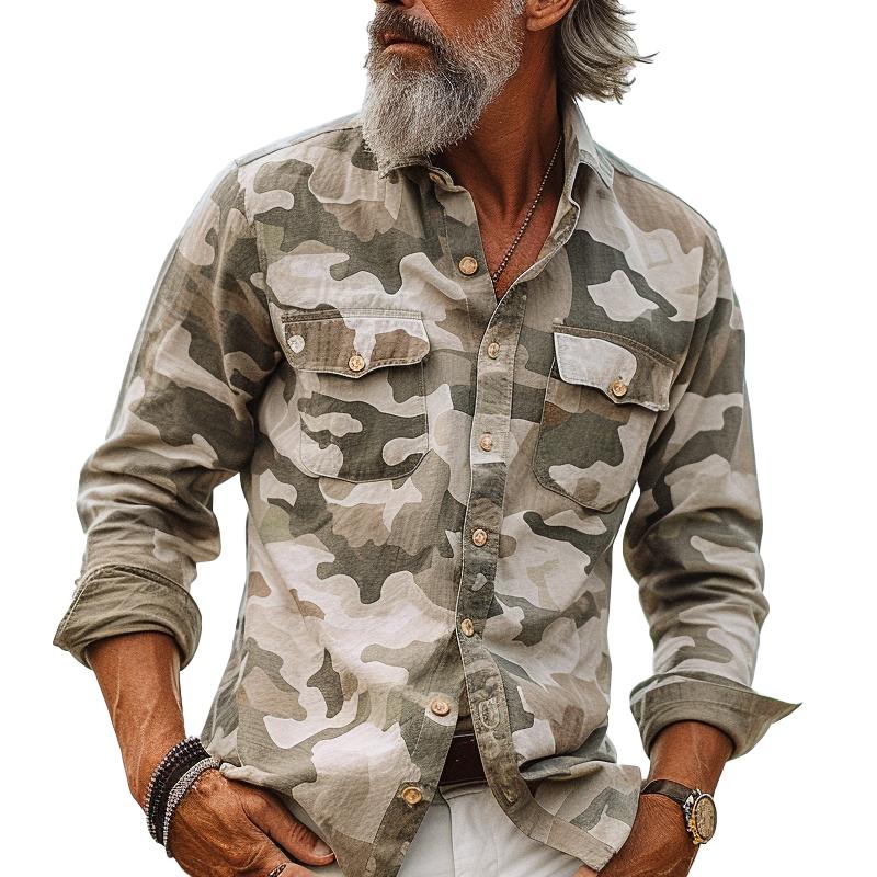 Camouflage Overhemd Heren met Kraag en Zak – Hunter