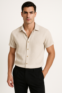 Casual corduroy herenoverhemd met korte mouwen – Joris