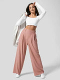 High-waist broek met wide leg en stretchstof – Alvinea