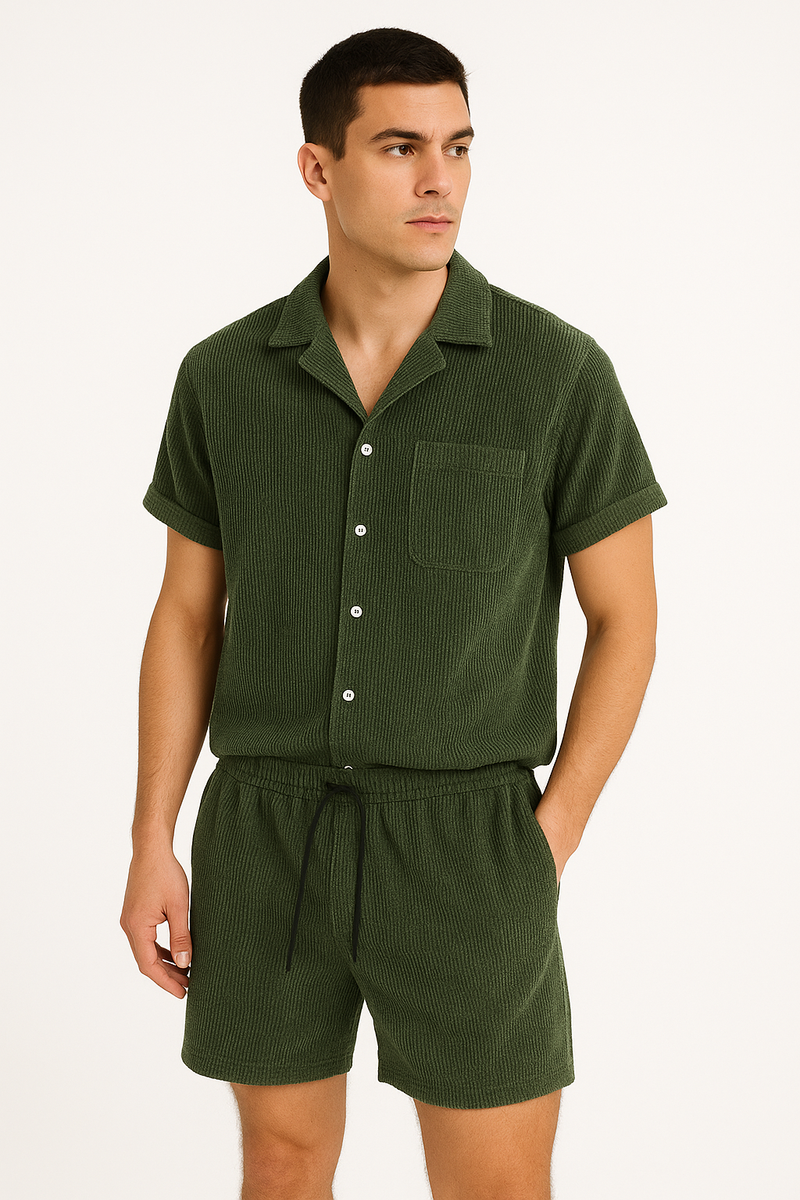 Corduroy herenset met overhemd en shorts – Lars
