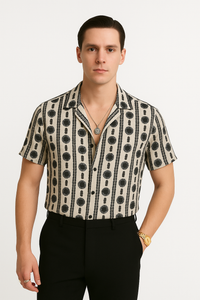 Casual overhemd met funky print en kraag – Milan
