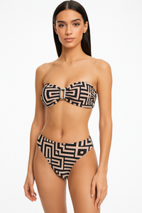 Bikini dames bandeau geometrisch vetersluiting strandlook – Livari
