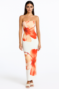 Bandeau zomerjurk voor dames met chiffon en baleinen – Seraphine