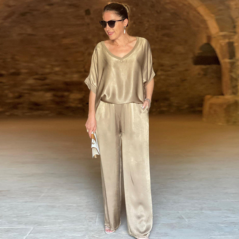 Grote Maten Glanzende Set Dames Elegant Comfort – Velmora