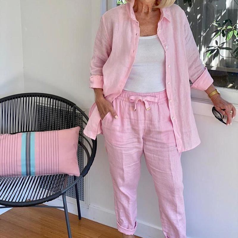 Dames set linnen katoen los comfortabel stijlvol – Corellia