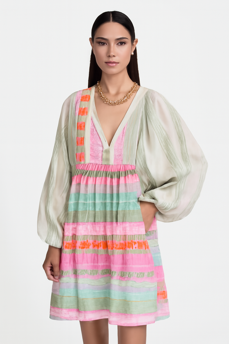 Boho katoenen maxi jurk met kleurrijk patroon – Yara