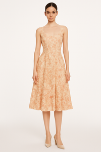 Corset Midi Jurk met Bloemenprint en Split - Elise
