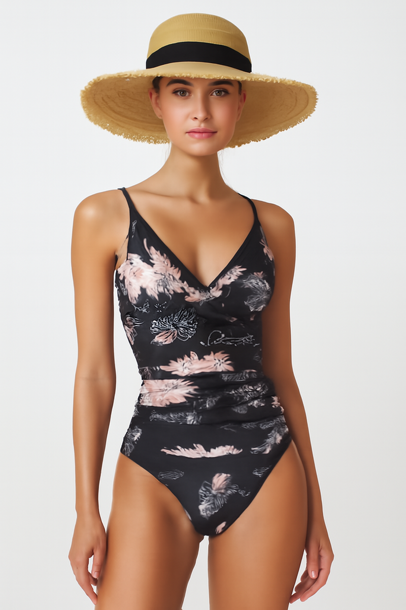 Corrigerend Badpak met Bloemenprint en Diepe Hals – Floraniva