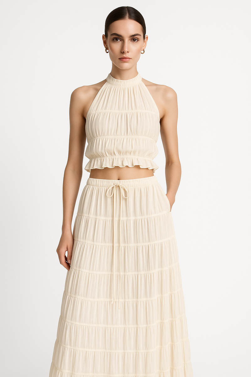 Zomerse dames set met haltertop en rok – Avenya
