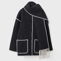 Warme herfst-winterjas met afneembare sjaal – Sofie